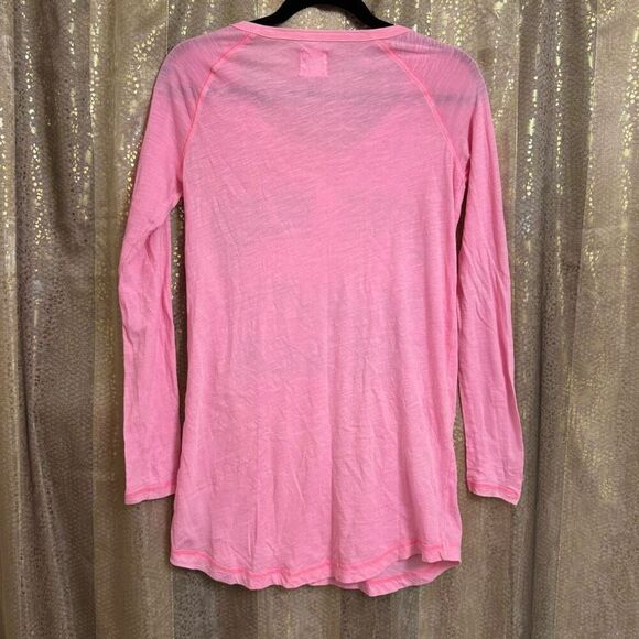 Vintage PINK Y2K 2000s Naughty Not Nice Sleep Pajama Shirt Soft XS - Picture 2 of 6